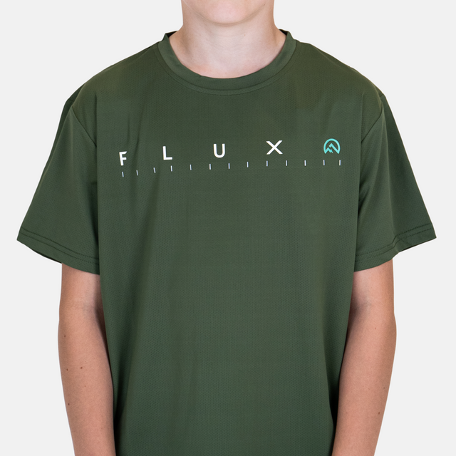 Flux Junior Graphic Logo T-Shirt - Khaki/Alkaline