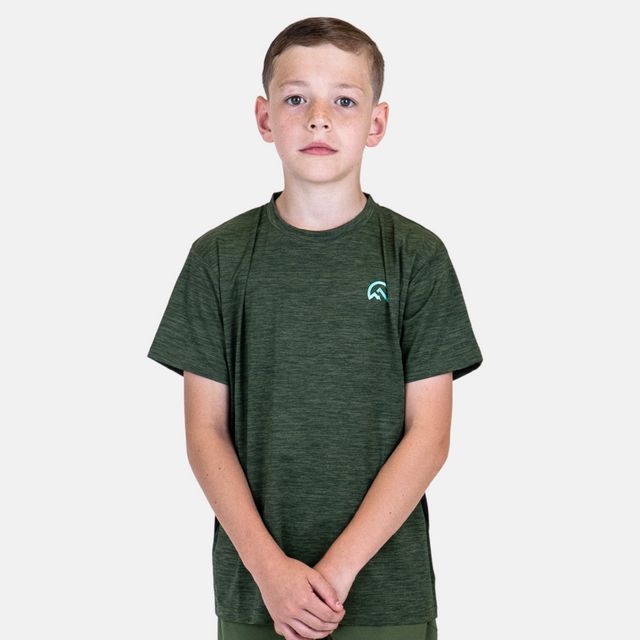 Flux Junior Marl T-Shirt / Versatility Shorts Set - Khaki/Alkaline