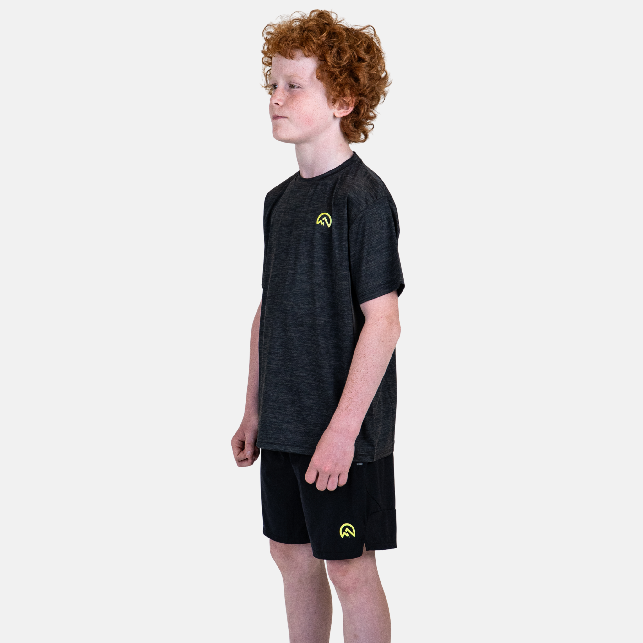 Flux Junior Marl Logo T-Shirt - Black/Neon
