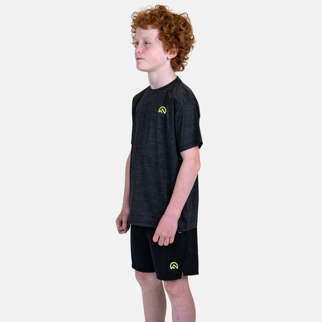 Flux Junior Marl T-Shirt / Versatility Shorts Set - Black/Neon
