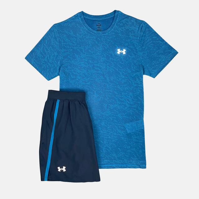 Under Armour Launch Camo T-Shirt / Shorts Set - Blue
