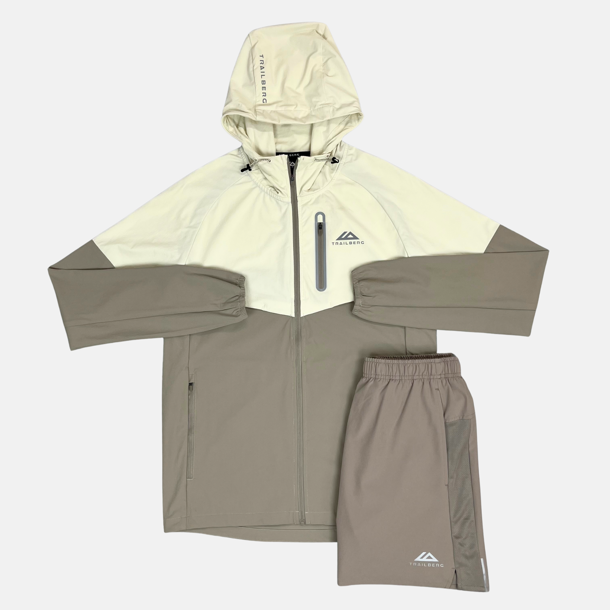 Trailberg SS25 Cloud Windbreaker / Shorts Set - Pale Taupe/Dune White