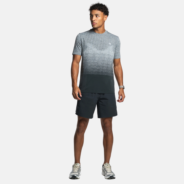 Agaru Gradient Seamless T-Shirt / Shorts Set - Slate Grey/Black