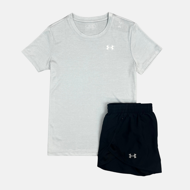 Under Armour Women's Tech T-Shirt / Shorts Set - Marl Grey