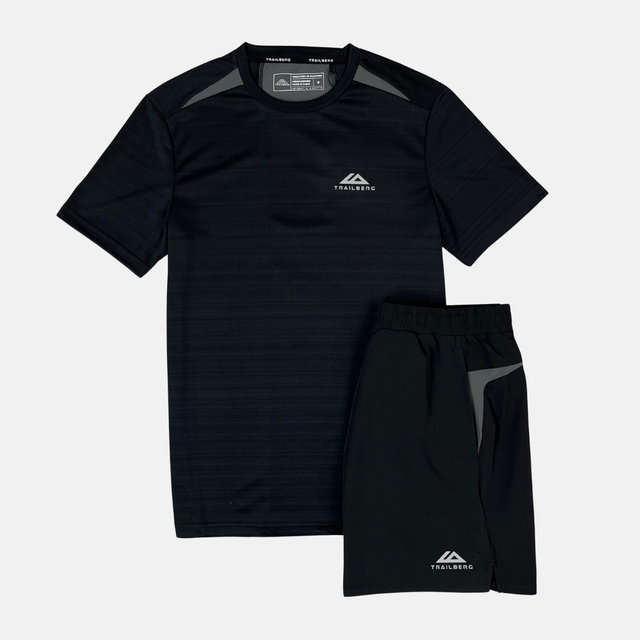 Trailberg AW25 Cloud T-Shirt / Shorts Set - Black/Volcano Grey