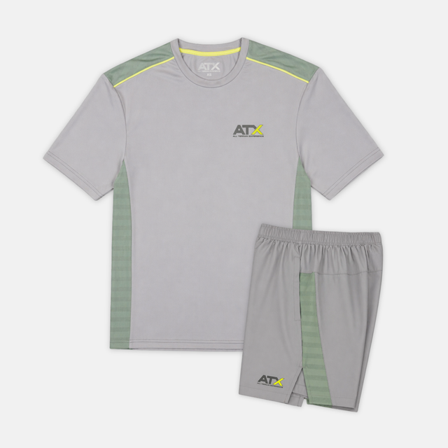 ATX Junior Cascade T-Shirt / Shorts Set - Grey/Green