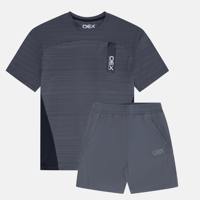 OEX Piton T-Shirt / Breacon Shorts Set - Charcoal
