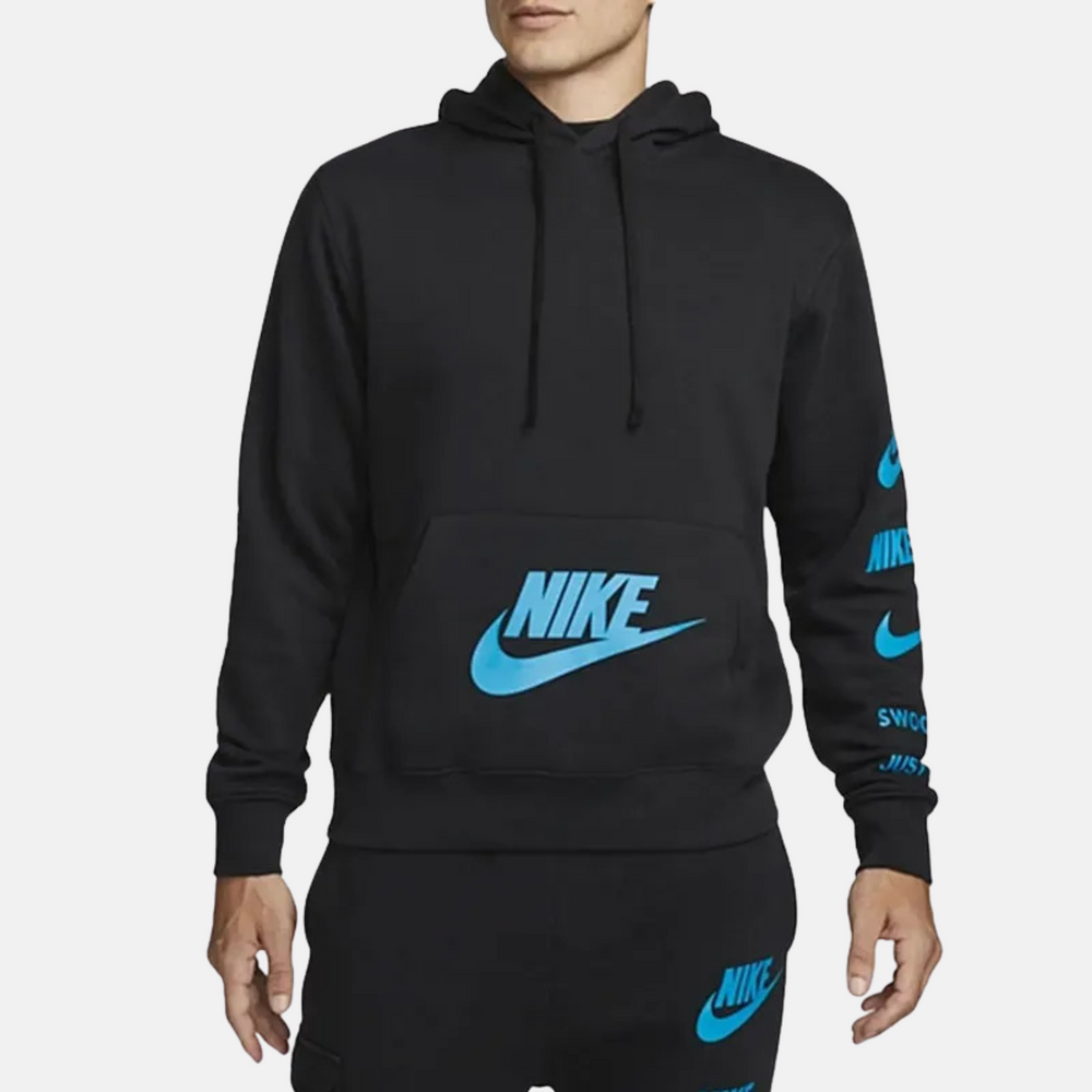 Nike Pullover Graphic Fleece Hoodie - Black/Blue