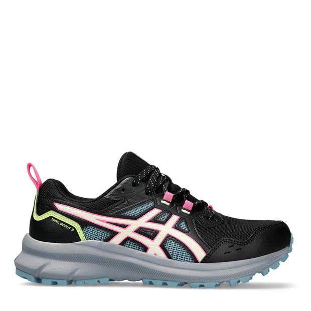 Asics black cheap and pink trainers