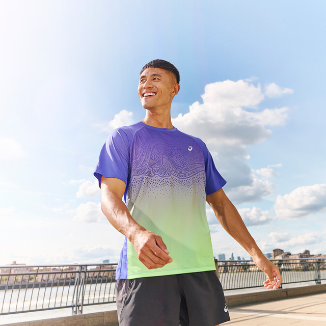 Asics Road Fade T-Shirt - Cobalt / Green