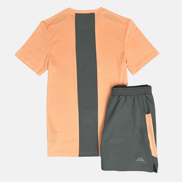Trailberg Cloud SS25 T-Shirt / Shorts Set - Peach Nectar/Moon Grey