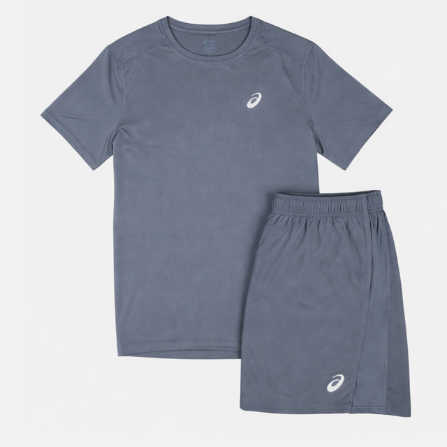 Asics Core T-Shirt / Shorts Set - Steel Grey