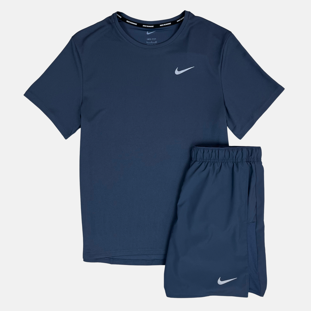 Nike Miler T-Shirt / Stride Shorts Set - Midnight Navy