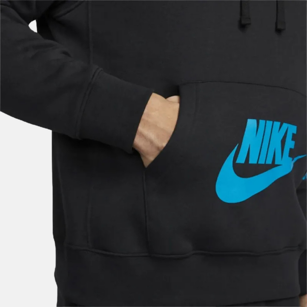 Nike Pullover Graphic Fleece Hoodie - Black/Blue