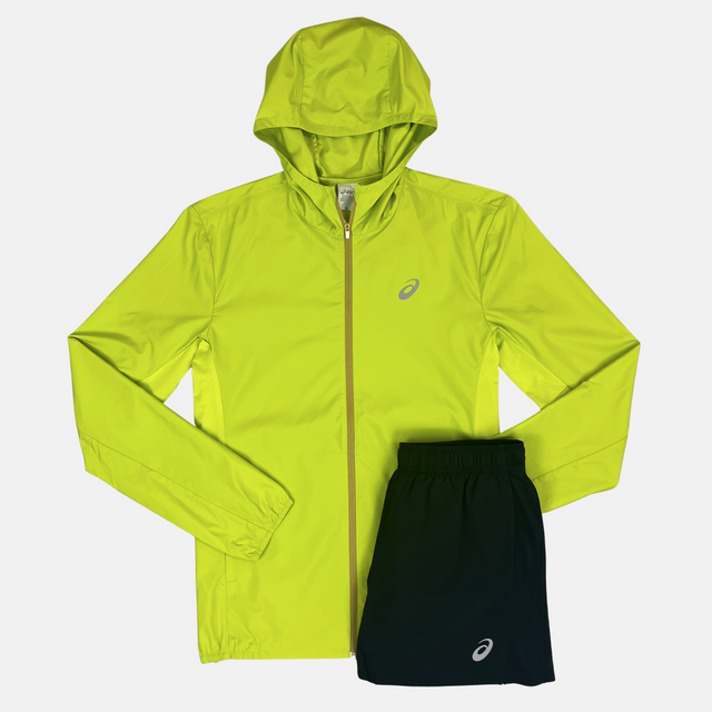 Asics Core Running Jacket / Shorts Set - Neon/Black