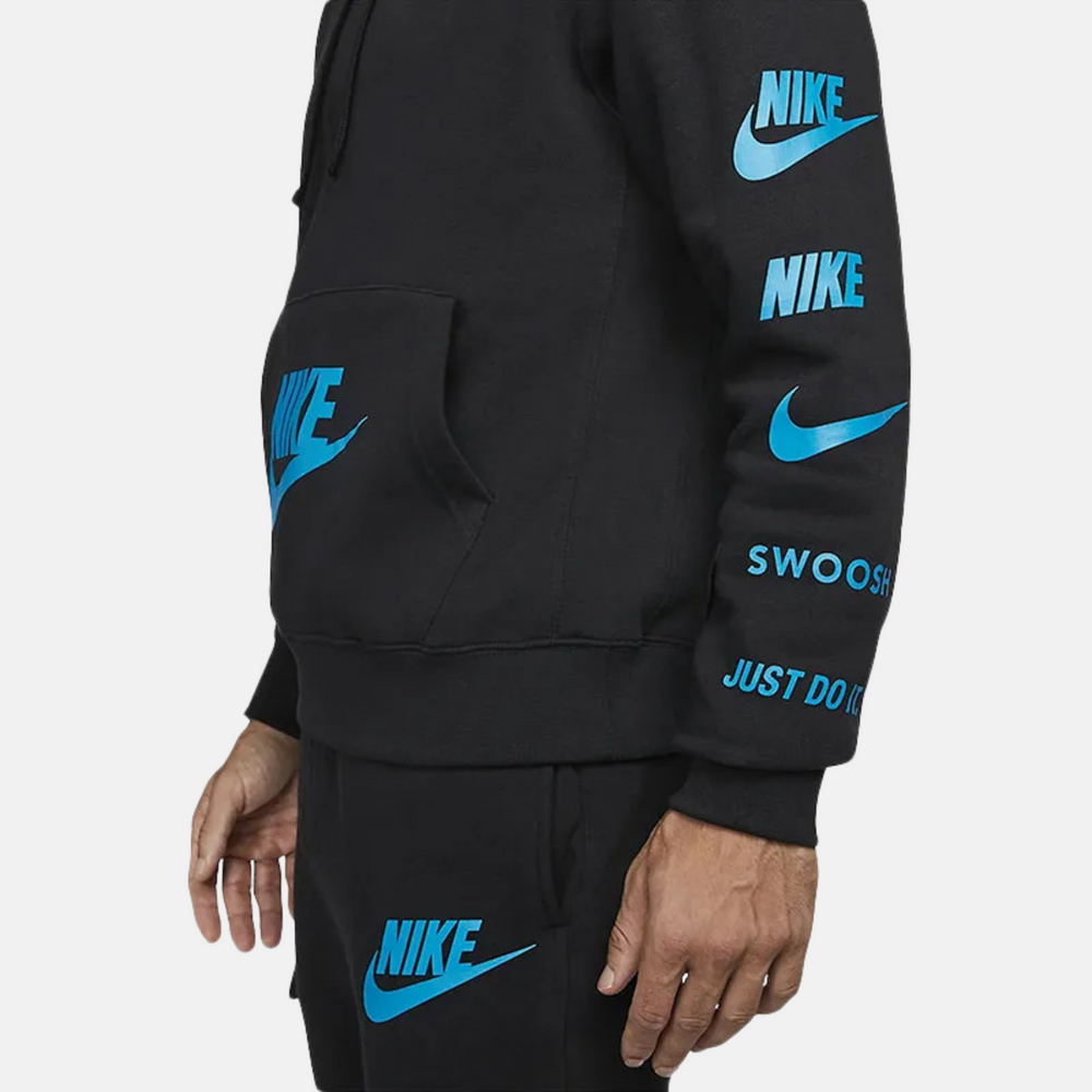 Nike Pullover Graphic Fleece Hoodie - Black/Blue
