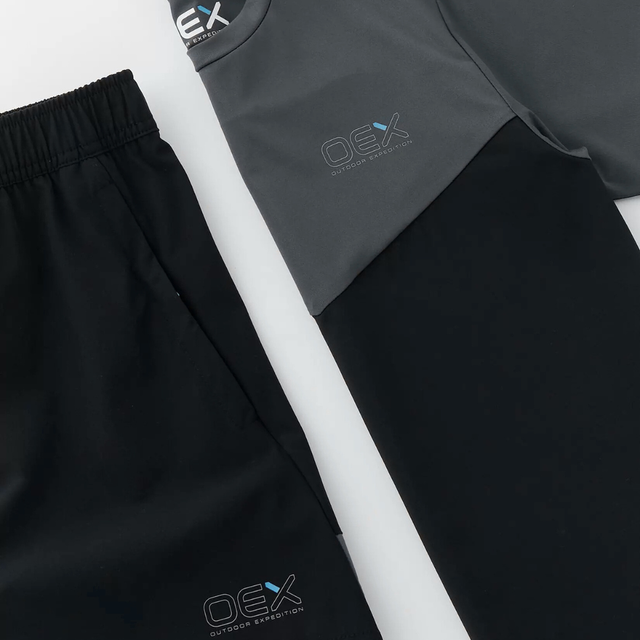 OEX Junior Flynn T-shirt / Shorts Set - Charcoal/Black