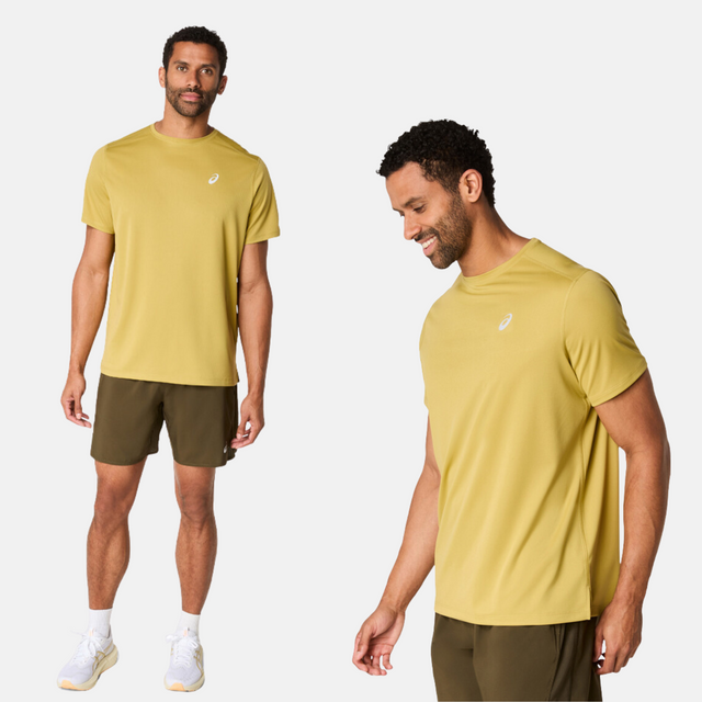 Asics Core T-Shirt / Road Shorts Set - Bronzine/Yellow