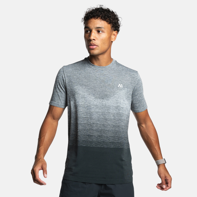 Agaru Gradient Seamless T-Shirt / Shorts Set - Slate Grey/Black