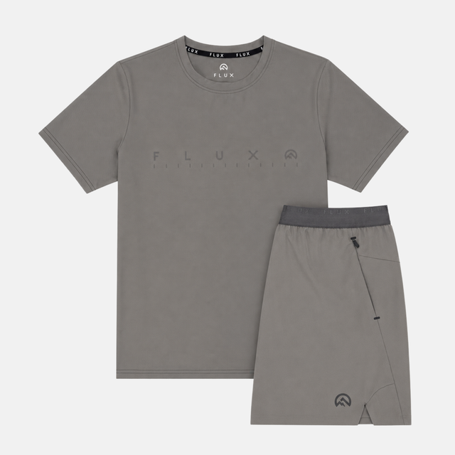 Flux Graphic Logo T-Shirt / Shorts Set - Grey/Slate