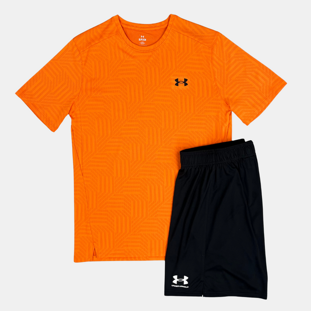 Under Armour Geotessa Tshirt / Shorts Set - Orange Black