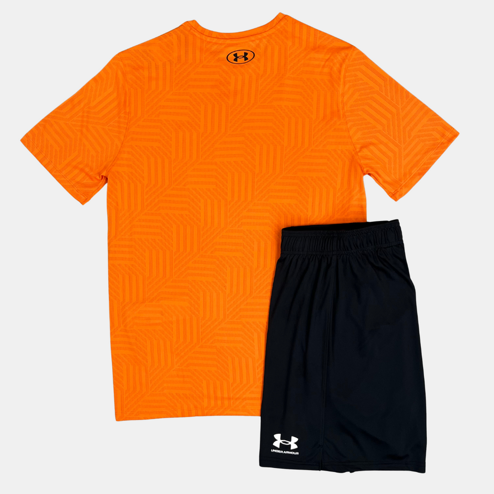 Under Armour Geotessa Tshirt / Shorts Set - Orange Black