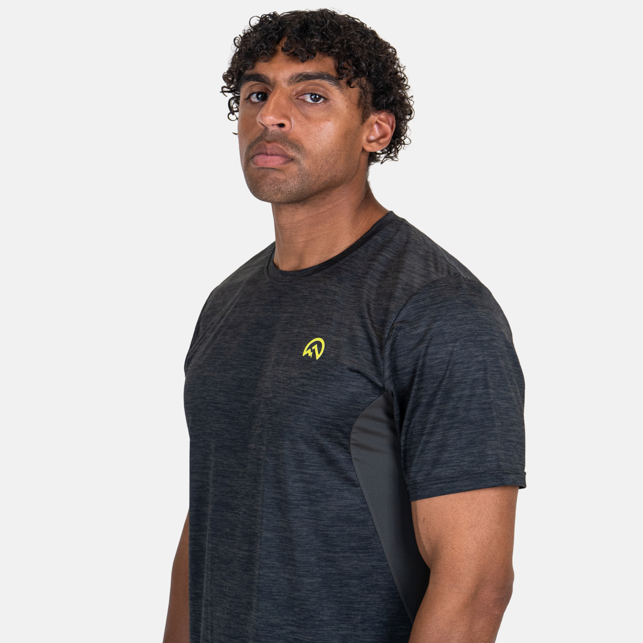 Flux Marl Logo SS25 T-Shirt - Black/Neon