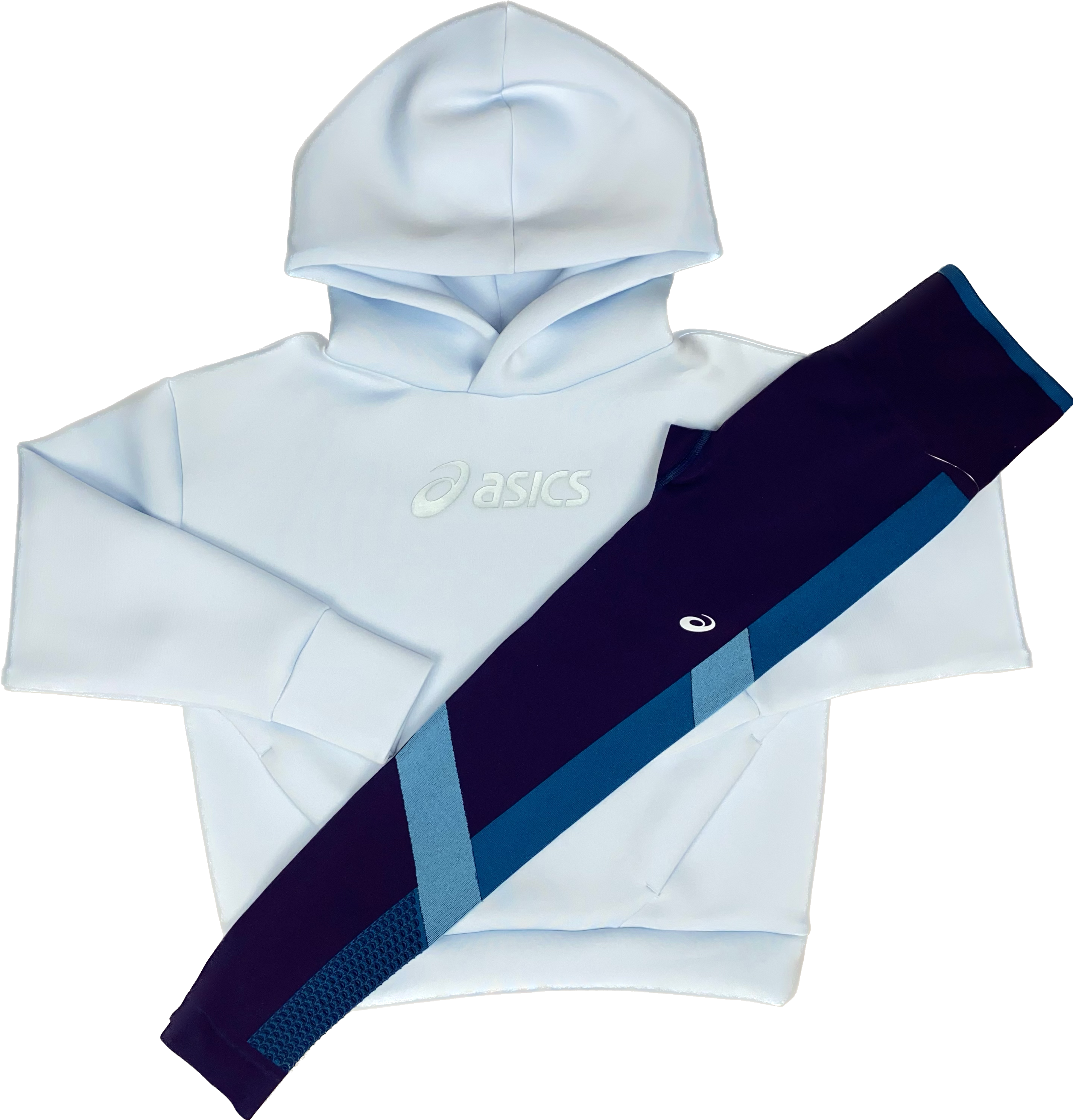 ASICS WOMEN S NAGINO HOODIE SEAMLESS LEGGINGS SET SKY BLUE NAVY
