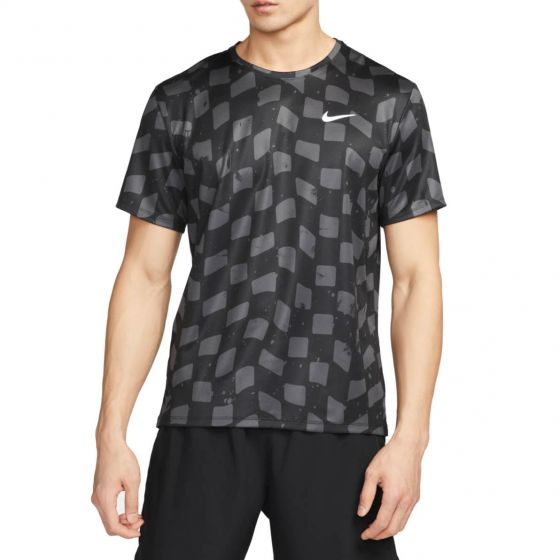 NIKE JACQUARD MILER T-SHIRT - BLACK
