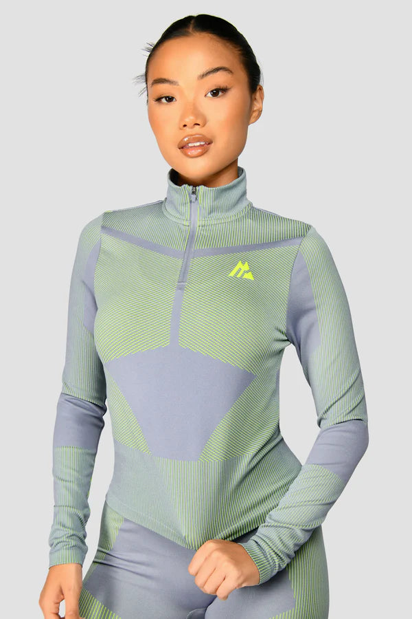 MONTIREX WOMEN'S ENERGY 2.0 SEAMLESS HALF ZIP - GREY/OG NEON