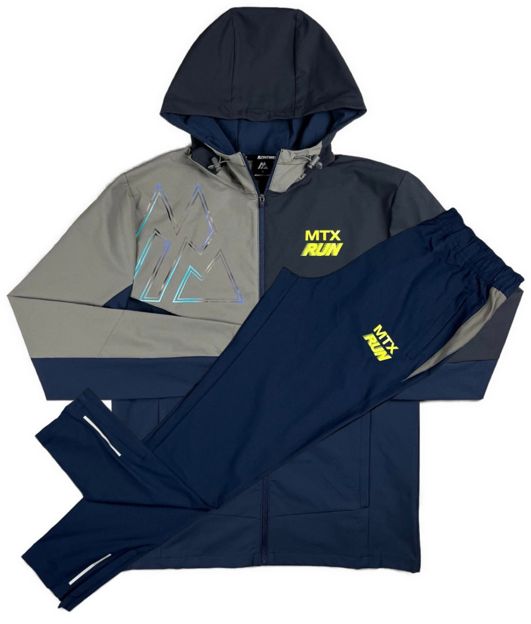 MONTIREX MTX RUN WINDBREAKER / PANTS TRACKSUIT - MIDNIGHT BLUE/ GREY / LIME