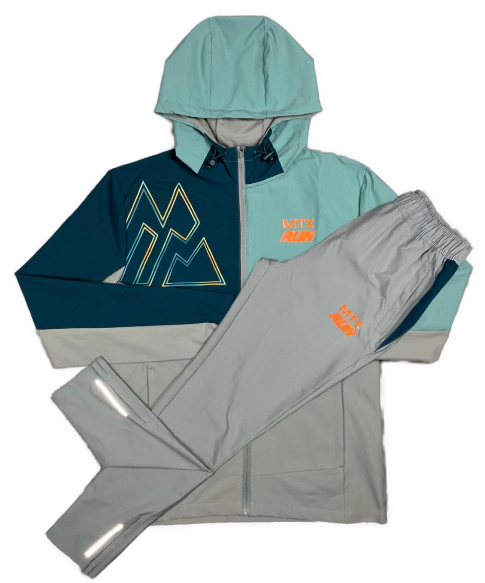 MONTIREX MTX RUN WINDBREAKER / PANTS TRACKSUIT - PLATINUM GREY/ DEEP POND/ORANGE