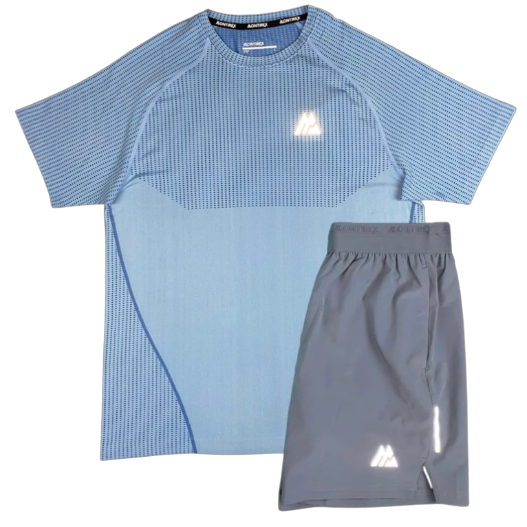MONTIREX ENDURANCE SEAMLESS TSHIRT / FLY SHORTS SET - ARGENTINIAN BLUE/PLATINUM GREY