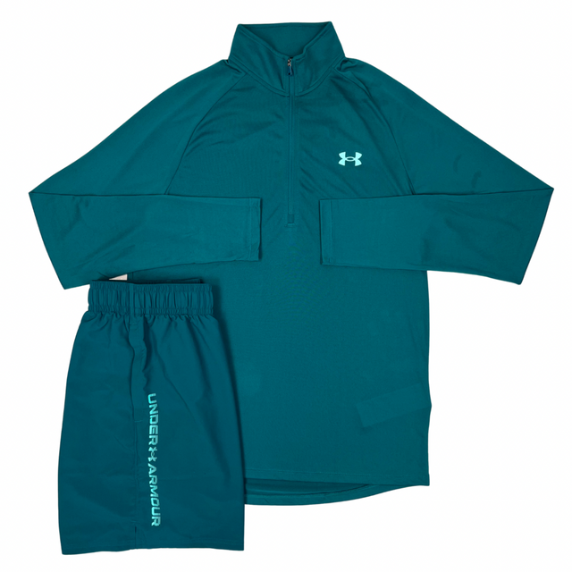 Under Armour Half Zip/Woven Shorts Set - Teal