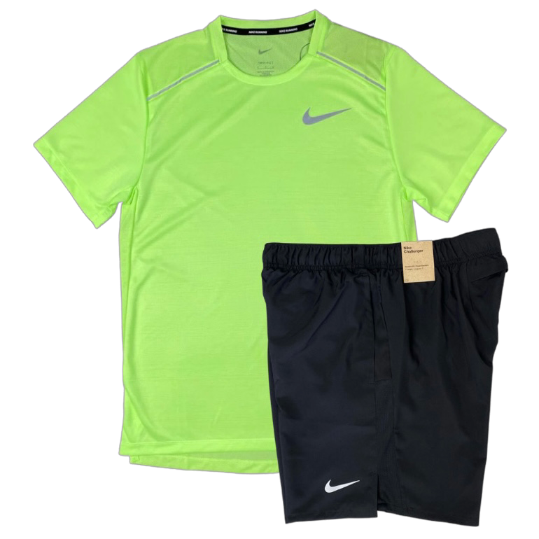 NIKE MILER TSHIRT / CHALLENGER SHORTS - GHOST GREEN / BLACK
