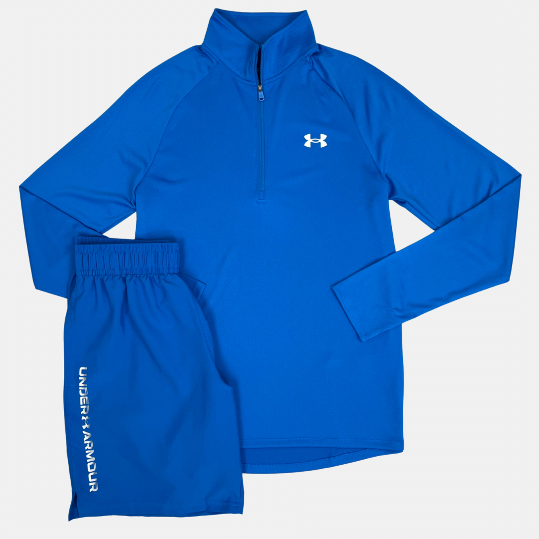 Under Armour Tech 1/4 Zip / Shorts Set - Blue