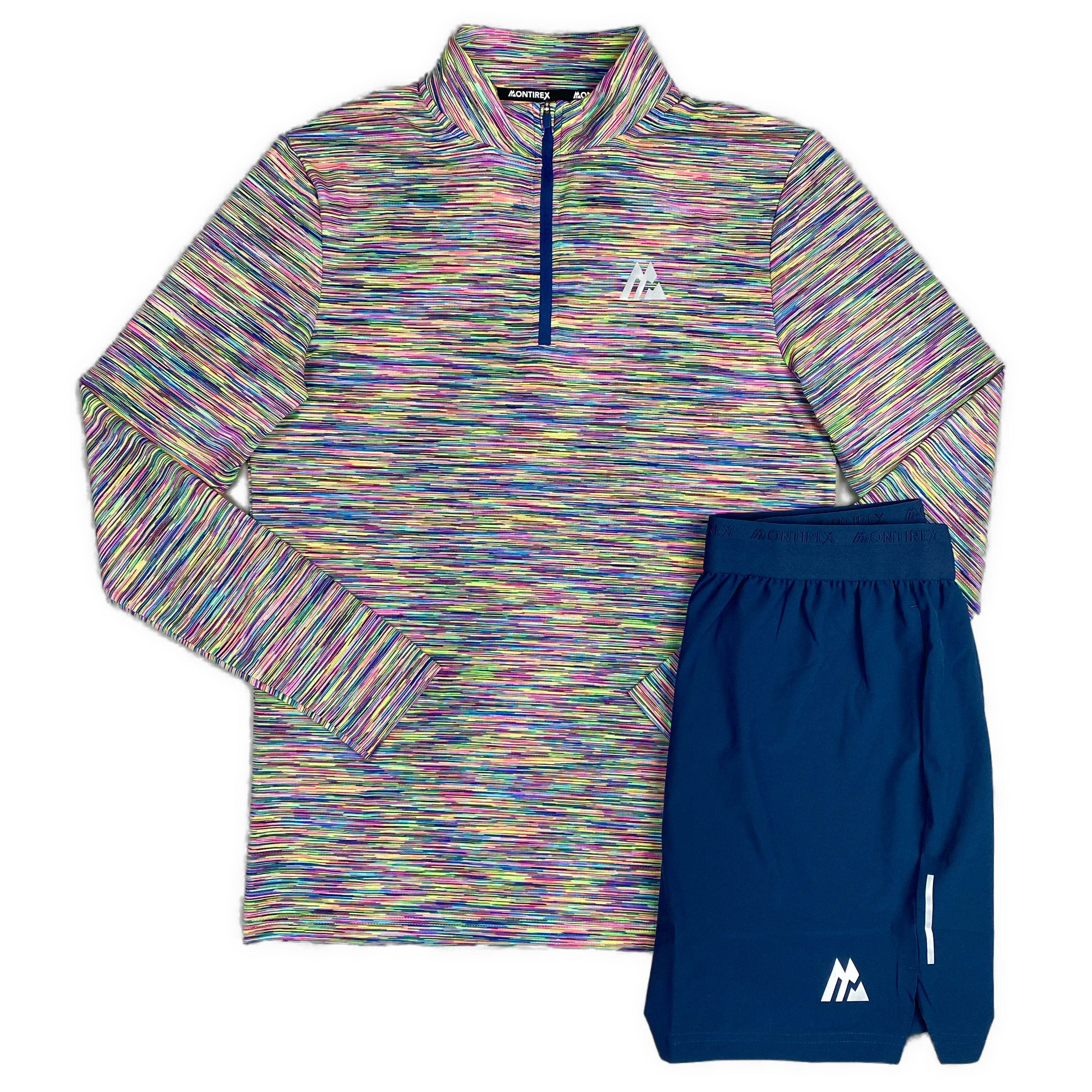 MONTIREX TRAIL HALF ZIP / FLY SHORTS SET - MULTI / MIDNIGHT BLUE