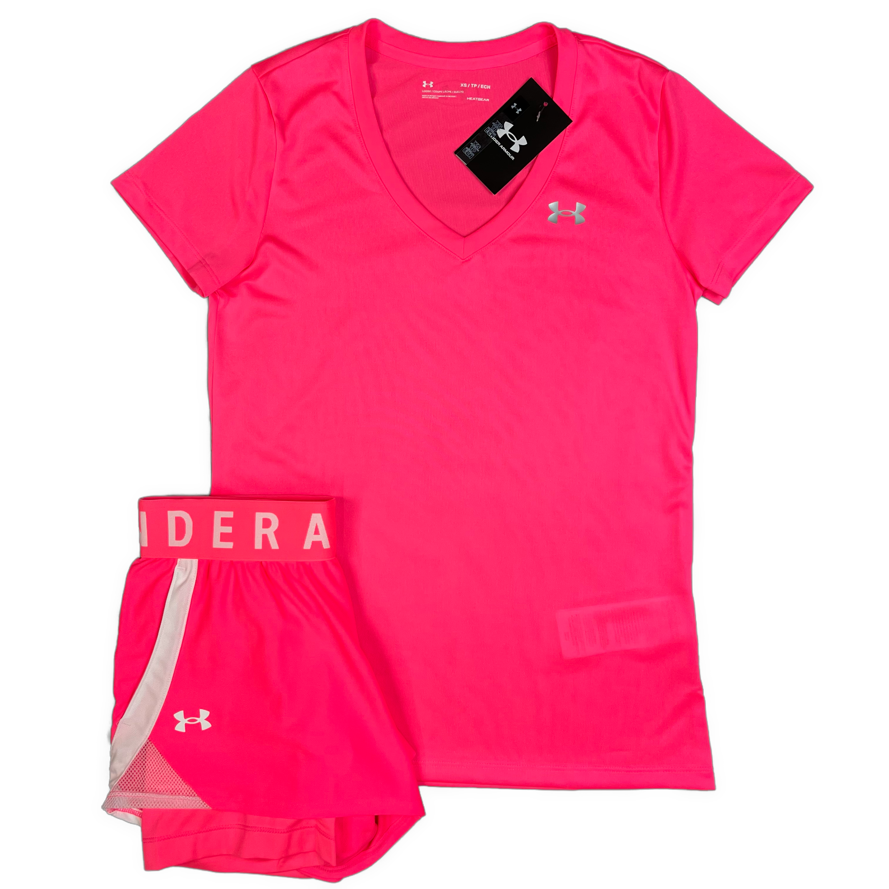 Under Armour Women's Tech Short Sleeve V-Neck Shirt, Pink Sugar