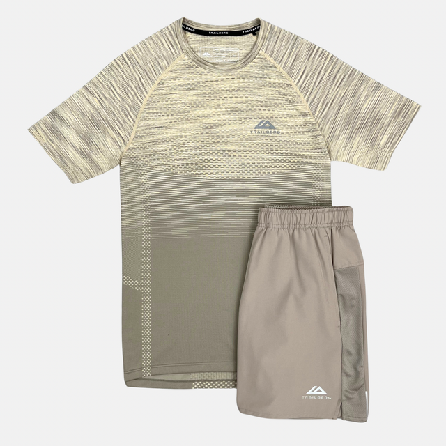 Trailberg Apex Seamless T-Shirt / Shorts Set - Pale Taupe