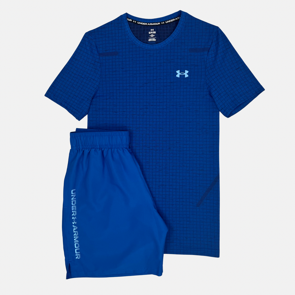 Under Armour Seamless Grid T-shirt / Shorts Set - Royal Blue