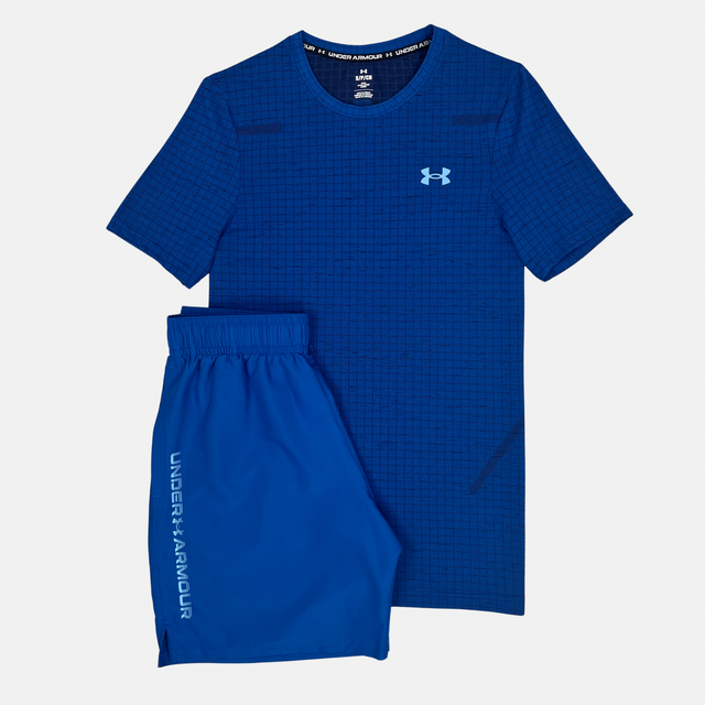 Under Armour Seamless Grid T-shirt / Shorts Set - Royal Blue