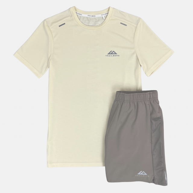 Trailberg Crest T-Shirt / Essentials Short Set - Dune / Pale Taupe
