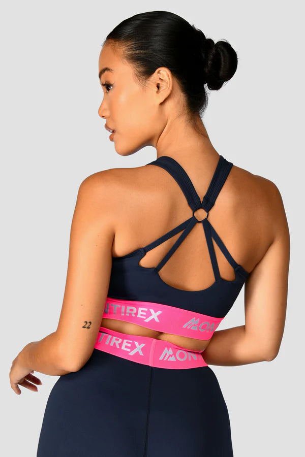 MONTIREX WOMEN'S ICON CONTRAST BRA TOP - MIDNIGHT BLUE/NEON PINK