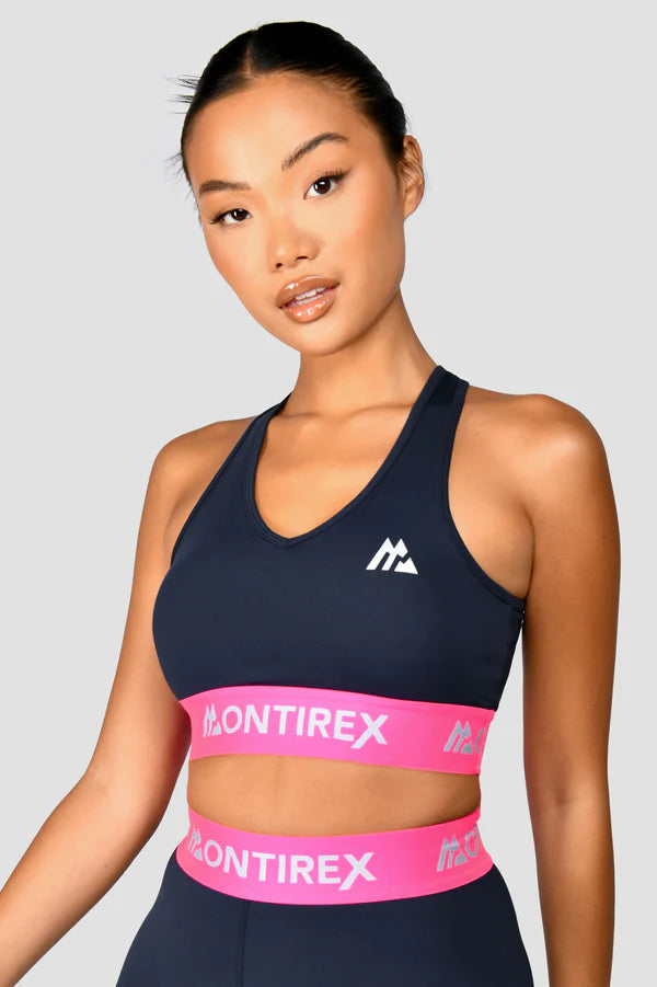 MONTIREX WOMEN'S ICON CONTRAST BRA TOP - MIDNIGHT BLUE/NEON PINK