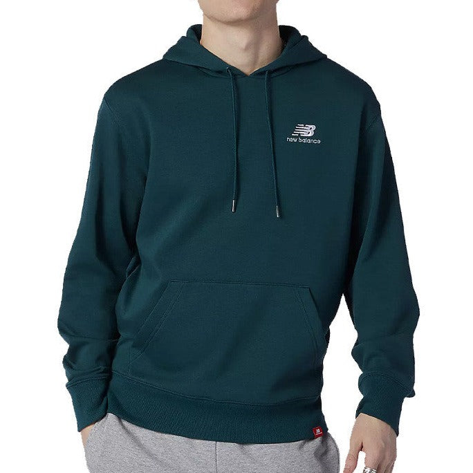 NEW BALANCE ESSENTIALS EMBROIDERED HOODIE - FOREST GREEN