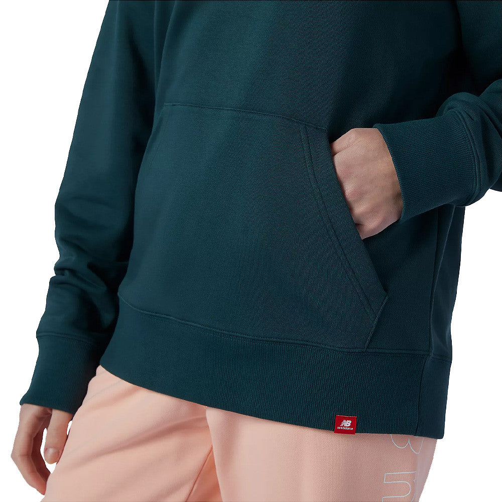 NEW BALANCE ESSENTIALS EMBROIDERED HOODIE - FOREST GREEN