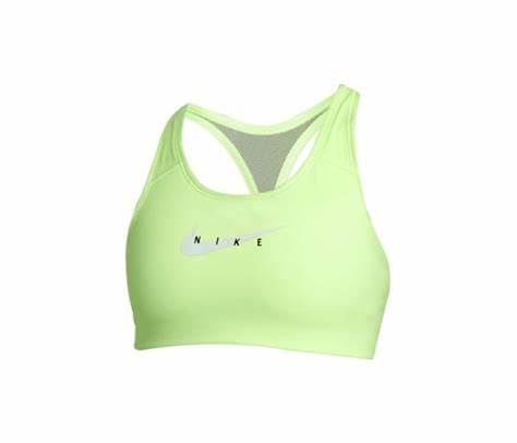NIKE WOMEN'S SWOOSH LOGO DRI FIT BRA - NEON