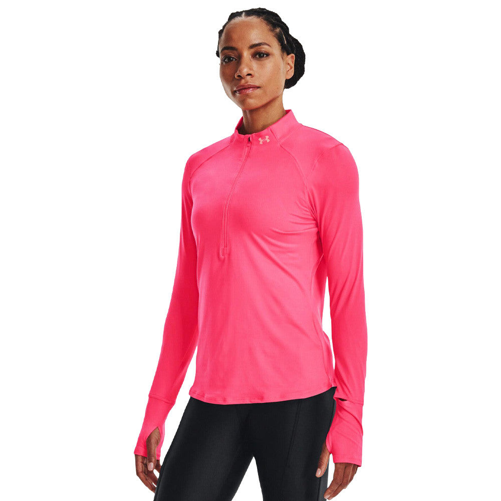 UNDER ARMOUR WOMEN'S RUN 2.0 HALF ZIP TOP - NEON PINK