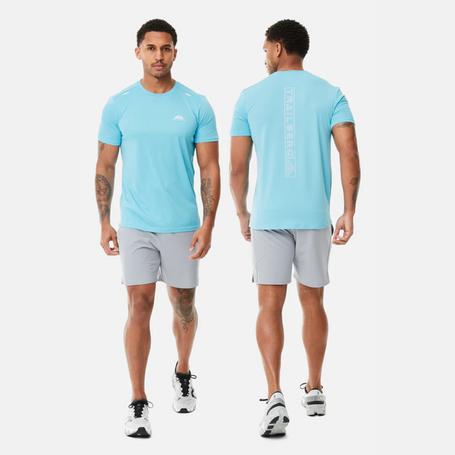 Trailberg Crest T-Shirt / Essentials Short Set - Electric Blue / Grey