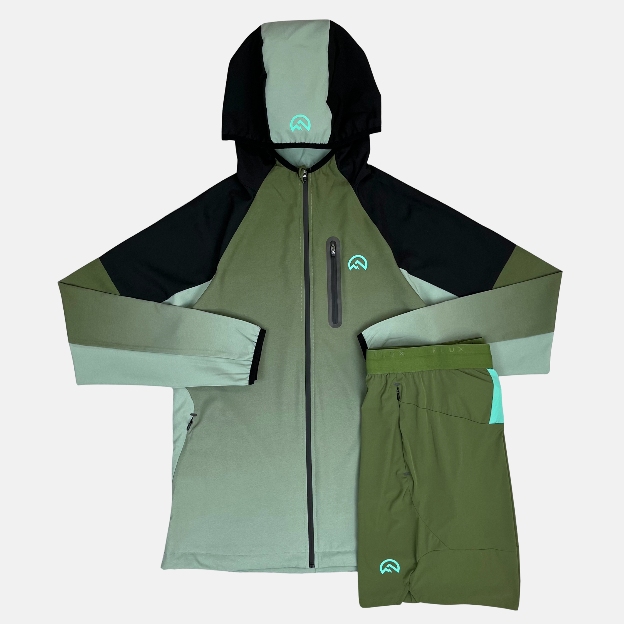 Flux Gradient SS25 Jacket / Shorts Set - Green/Alkaline